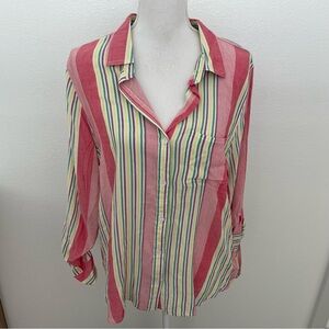 Velvet Heart Multicolor Striped Button Down Blouse, XL